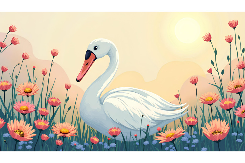 swan-among-radiant-wildflowers-blooming-expressionism