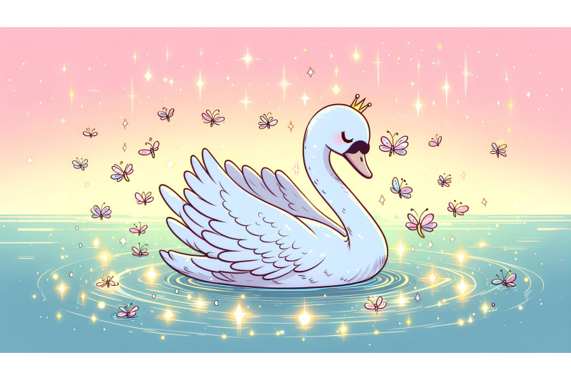 swan-among-twinkling-fireflies-magical-glow-painting