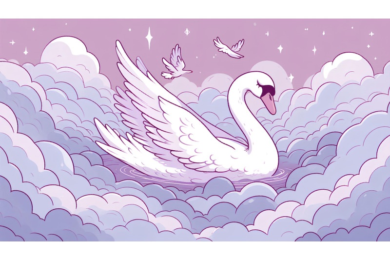 swan-floating-in-a-lavender-mist-dreamlike-fauvism
