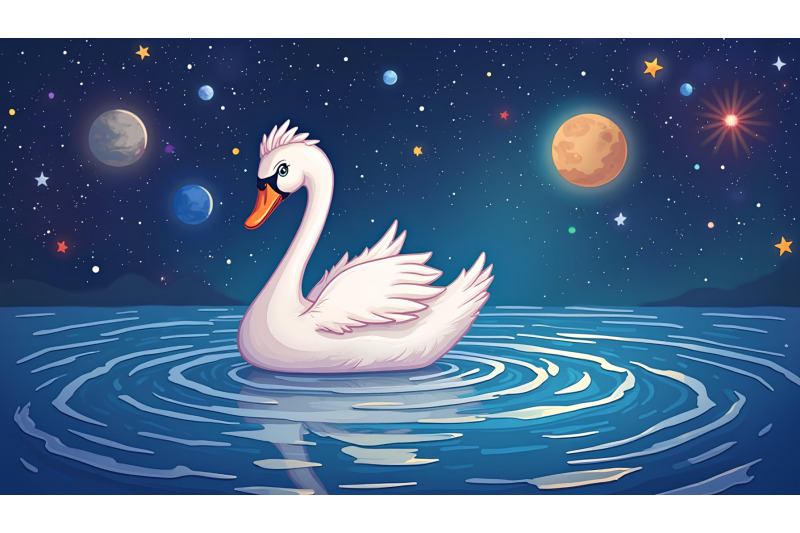 swan-in-a-cosmic-background-space-art