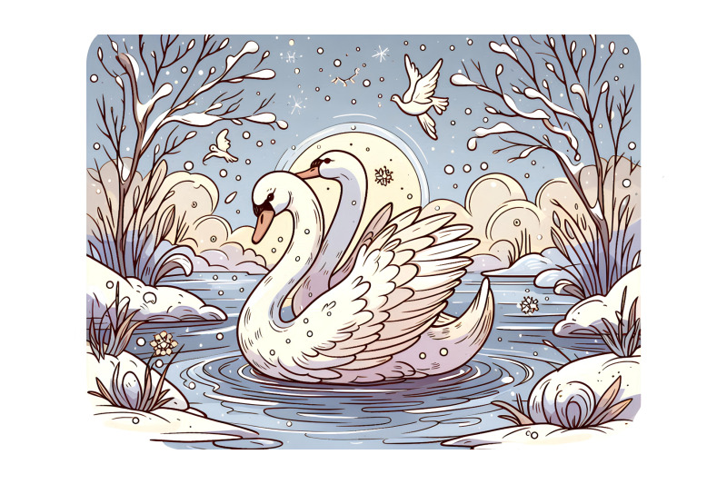 swan-in-a-delicate-winter-scene-snowy-impressionism