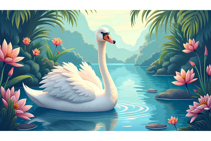swan-in-a-jewel-toned-paradise-rich-color-palette