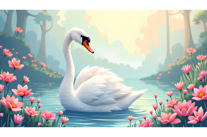 swan-in-a-magical-bloom-wonderland-watercolor