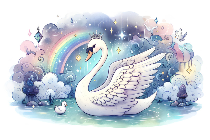swan-in-a-magical-night-fantasy-watercolor