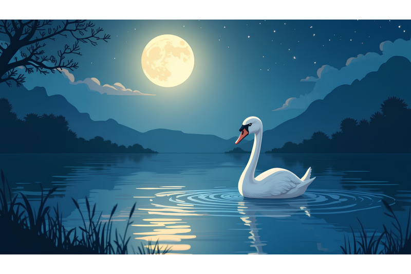 swan-in-a-radiant-moonlit-pond-luminous-night-realism
