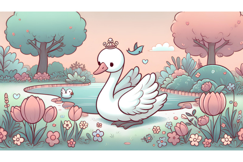 swan-in-a-serene-garden-pastels