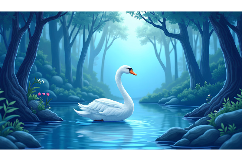 swan-in-an-enchanted-blue-forest-mystical-blue-tones
