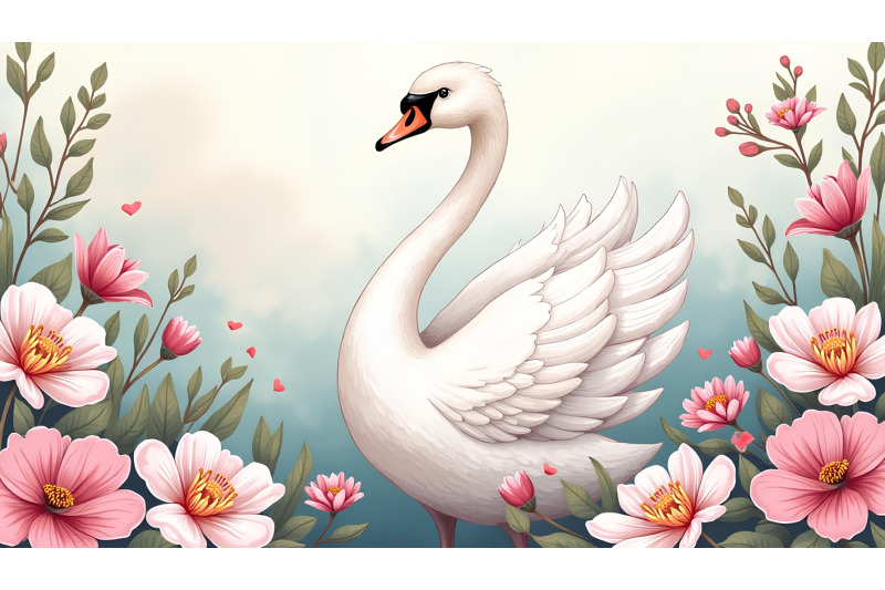 swan-in-an-enchanted-floral-embrace-romantic-botanical-art