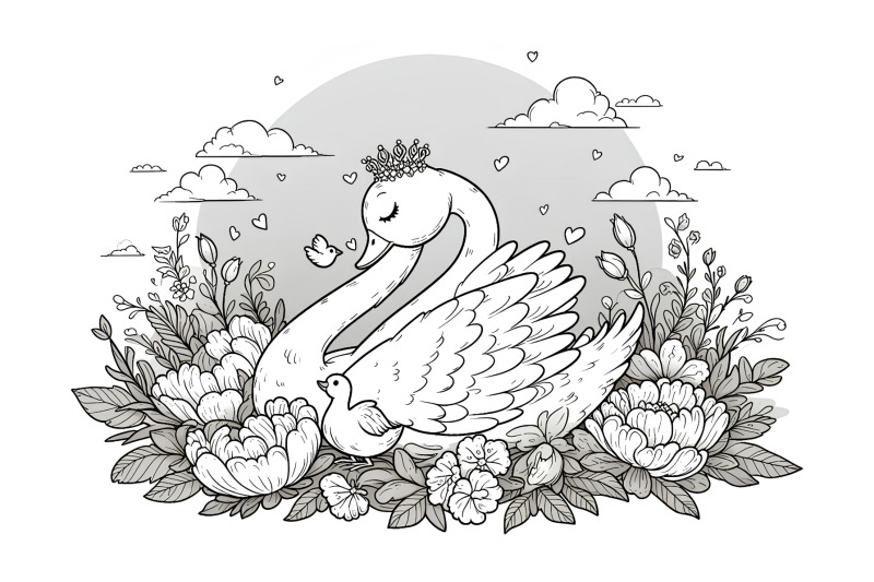 swan-on-a-floral-lake-soft-romanticism