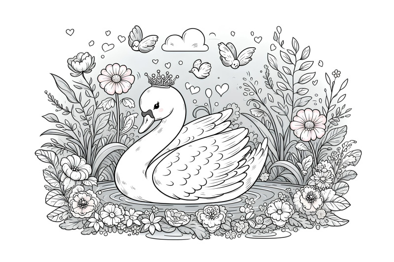 swan-on-a-floral-lake-soft-romanticism