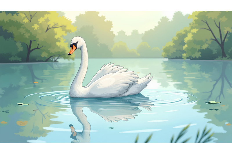 swan-reflecting-in-a-glassy-lake-hyperrealism-watercolor