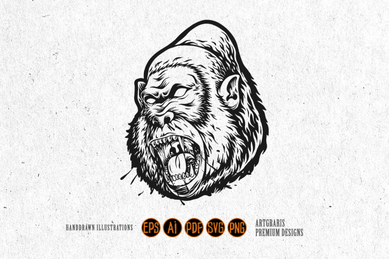 outline-of-gorilla-with-water-splash-effect-monochrome