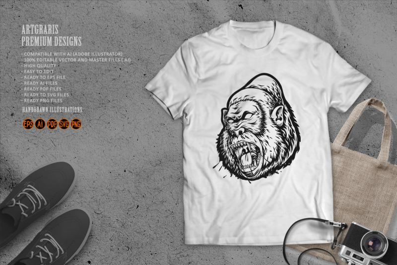 outline-of-gorilla-with-water-splash-effect-monochrome