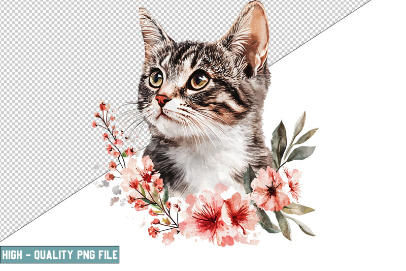 floral-cat-sublimation-clipart-design
