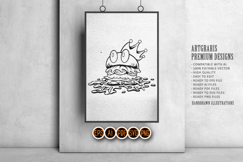outline-of-crowned-burger-with-dripping-toppings-monochrome