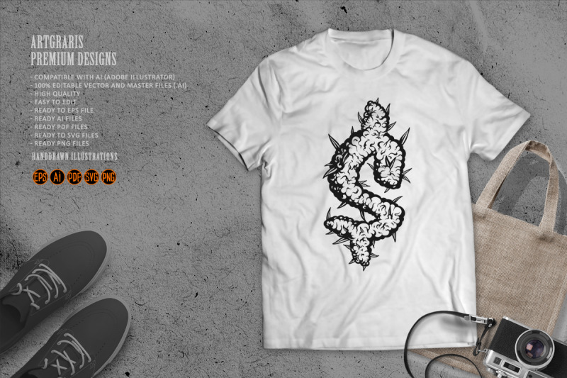 outline-of-dollar-sign-formed-by-weed-leaves-monochrome