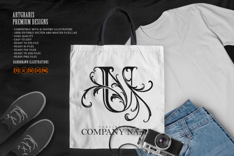 vintage-style-u-initial-outline-with-flourish-monochrome