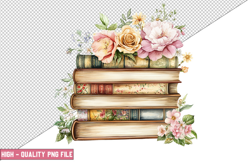floral-books-clipart-design