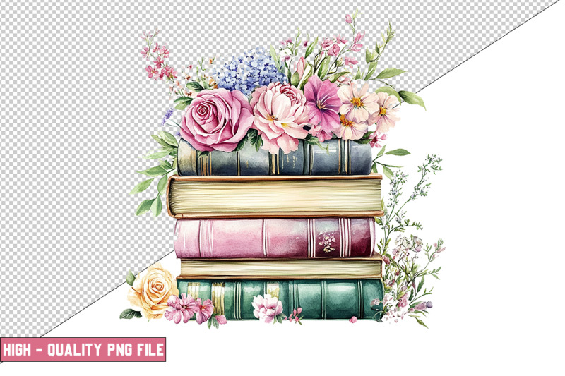 floral-books-clipart-design