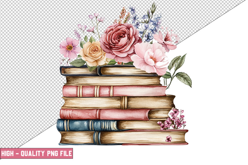 floral-books-clipart-design