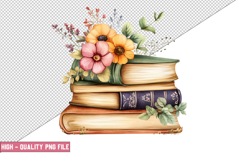 floral-books-clipart-design