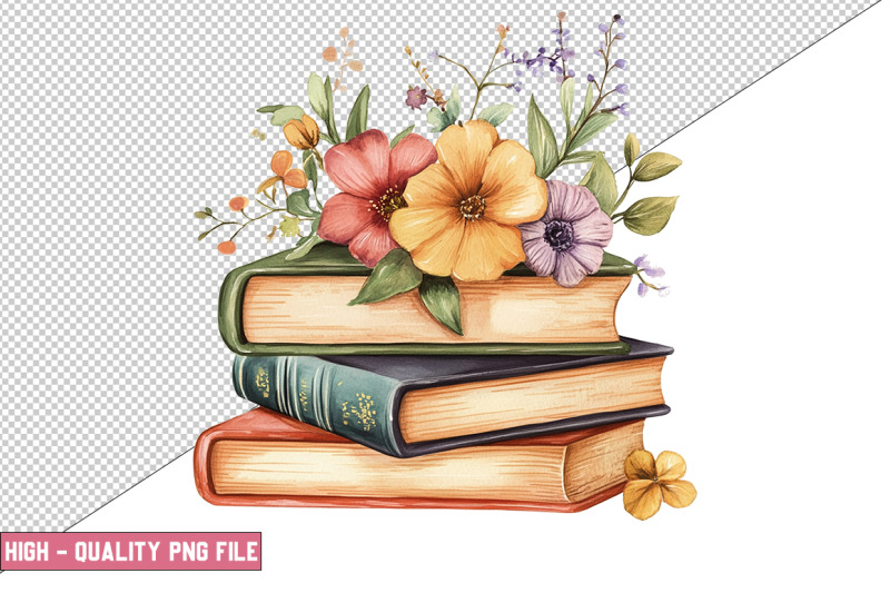 floral-books-clipart-design