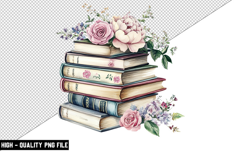 floral-books-clipart-design