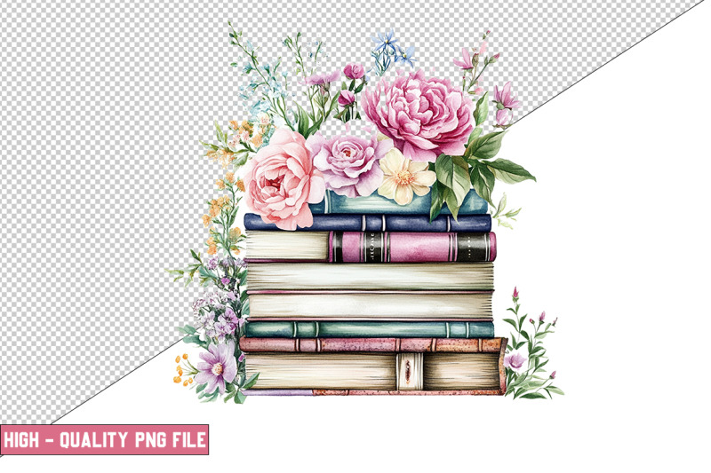 floral-books-clipart-design