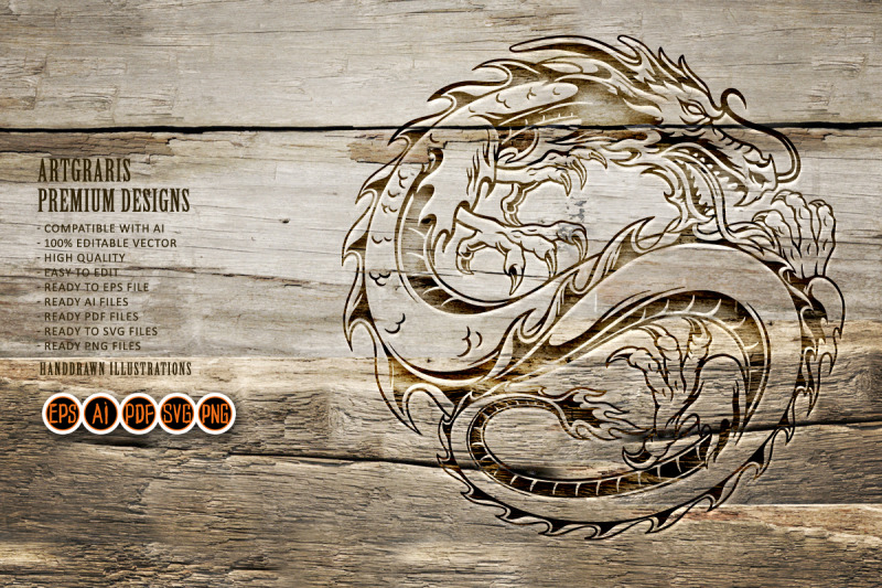 dragon-in-round-shape-silhouette-illustrations