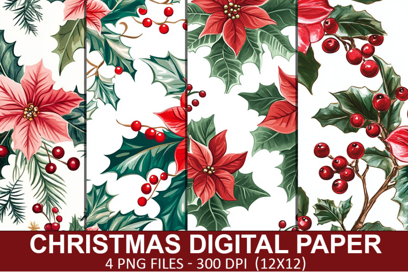 christmas-flowers-digital-paper-bundle
