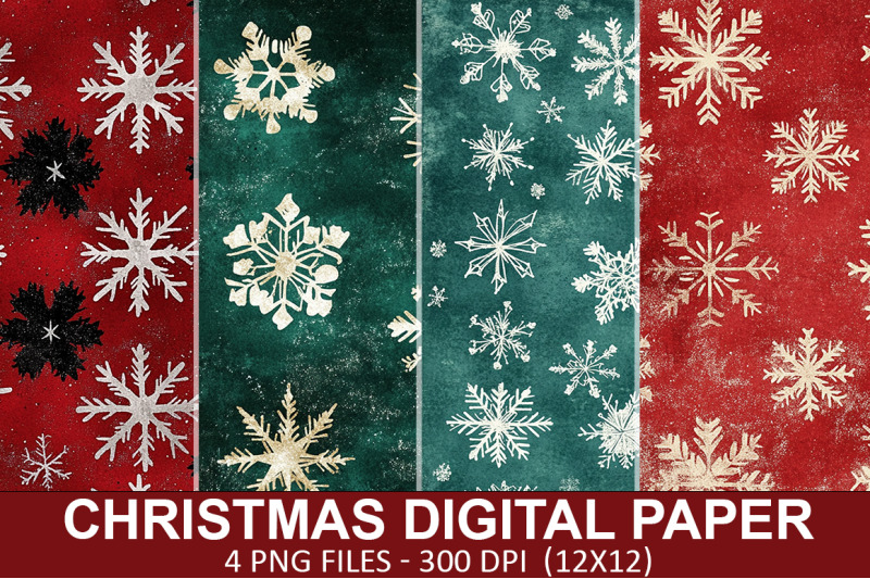 christmas-snowflake-digital-paper-bundle