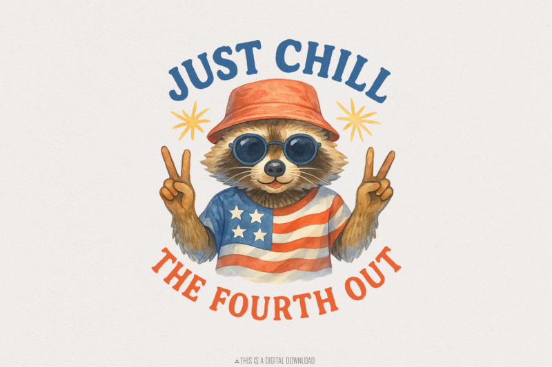 raccoon-just-chill-the-fourth-out-png-america-png-retro-4th-of-july