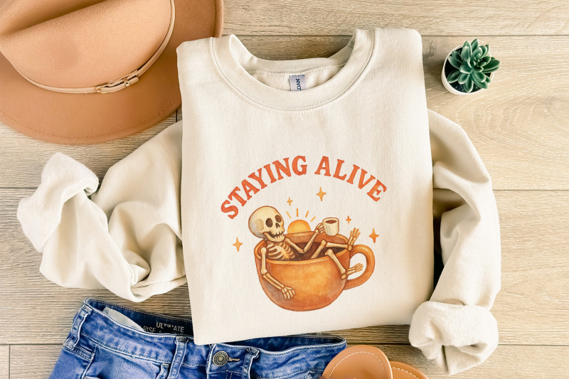 staying-alive-skeleton-coffee-png-funny-halloween-coffee-sublimation