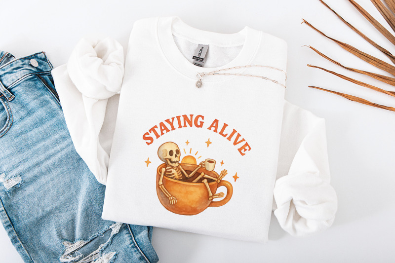 staying-alive-skeleton-coffee-png-funny-halloween-coffee-sublimation