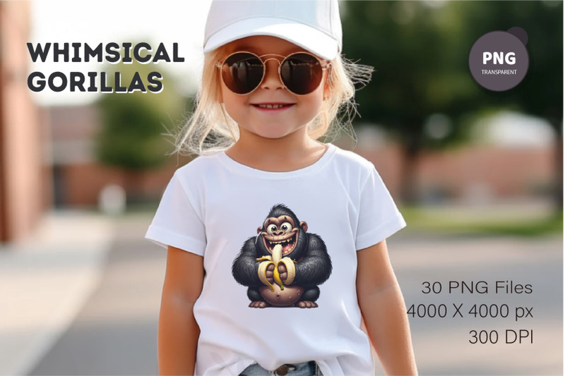 whimsical-cartoon-gorillas-03-t-shirt-png