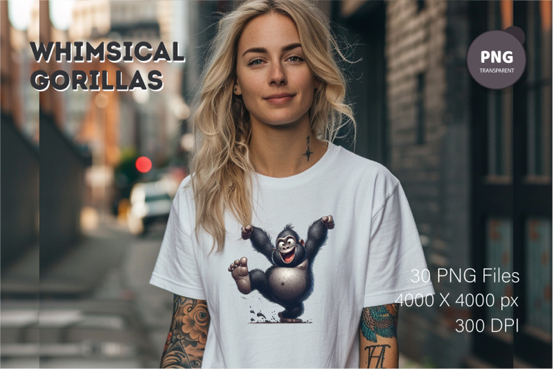 whimsical-cartoon-gorillas-03-t-shirt-png