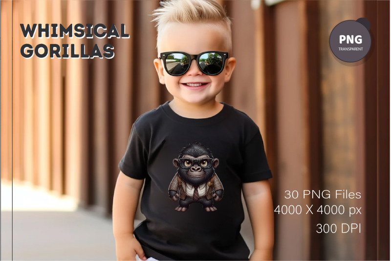 whimsical-cartoon-gorillas-03-t-shirt-png