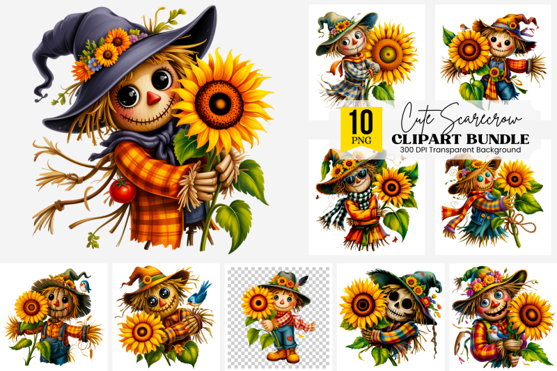 14-cute-scarecrow-clipart-png-scarecrow-with-sunflower-and-fall-hat