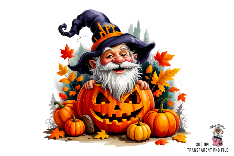 10-halloween-gnome-png-clipart-in-pumpkin-with-witch-hat