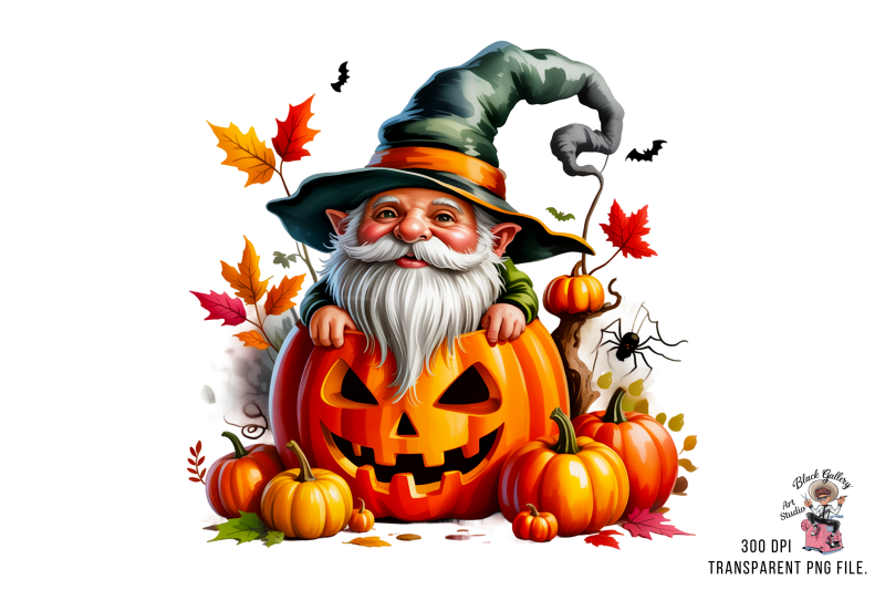 10-halloween-gnome-png-clipart-in-pumpkin-with-witch-hat