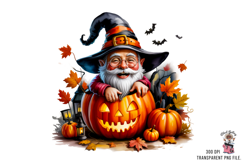 10-halloween-gnome-png-clipart-in-pumpkin-with-witch-hat