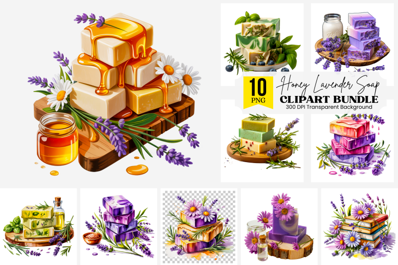 10-honey-lavender-soap-clipart-handmade-skincare-png