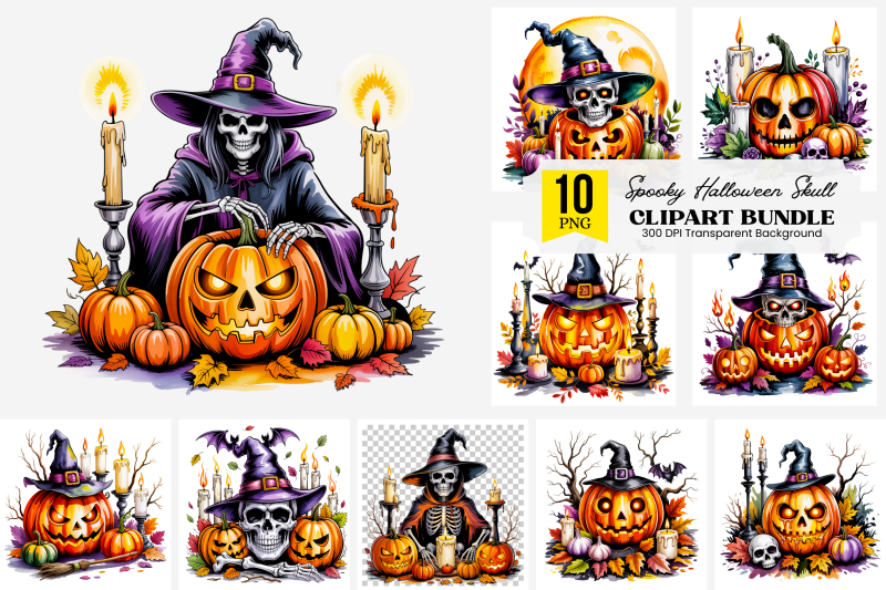 10-png-spooky-halloween-skull-amp-pumpkin
