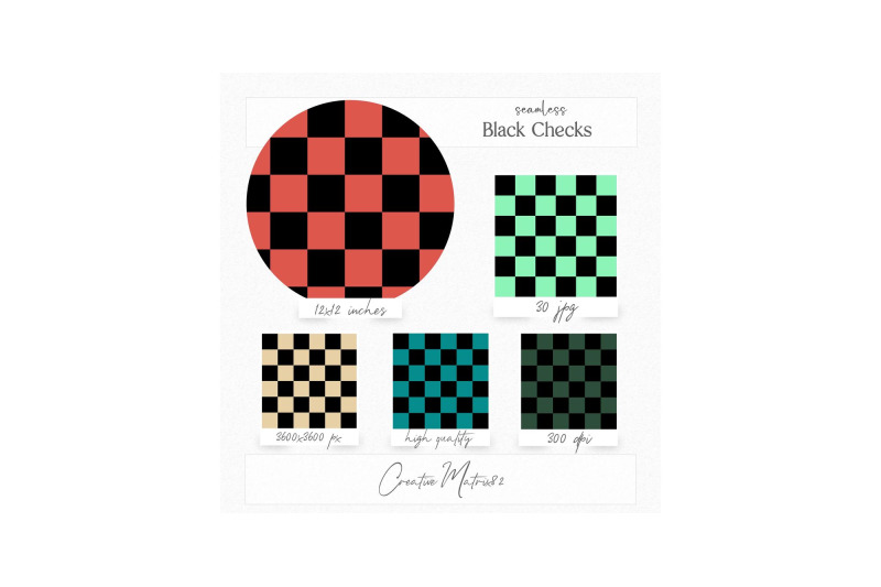 black-checkered-seamless-digital-paper-colorful-squares-backgrounds