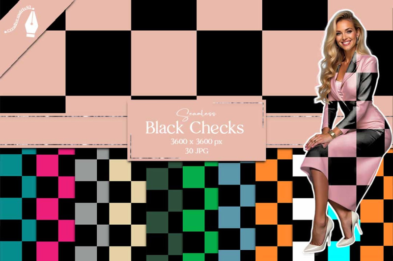 black-checkered-seamless-digital-paper-colorful-squares-backgrounds