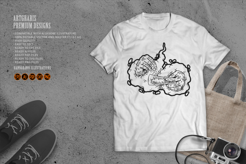 outline-of-hands-rolling-marijuana-with-smoke-monochrome