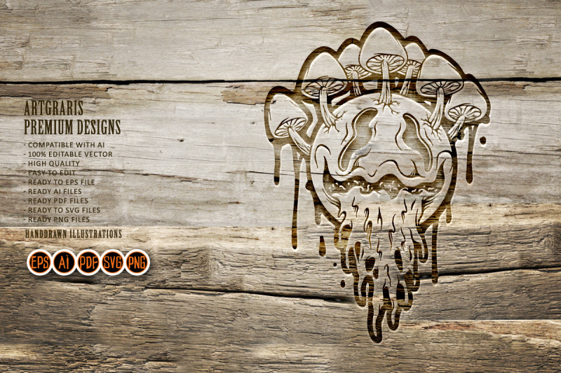 outline-of-psychedelic-face-with-mushrooms-and-dripping-effects-monoch