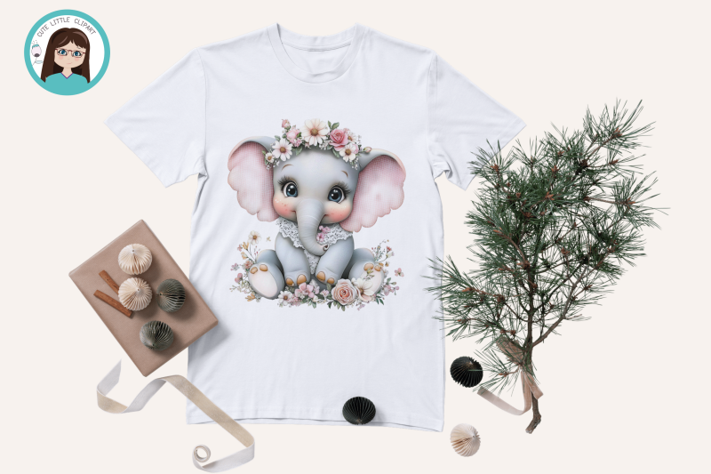 floral-baby-elephant-clipart-bundle