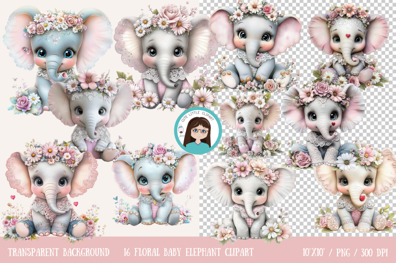 floral-baby-elephant-clipart-bundle
