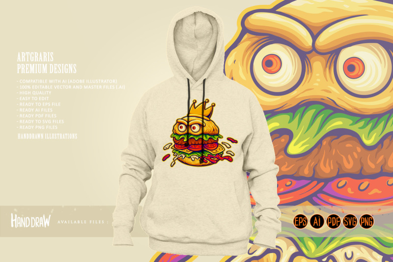 royal-hamburger-cartoon-with-fierce-eyes